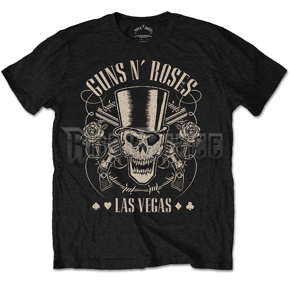 Guns N' Roses - Top Hat, Skull & Pistols Las Vegas - unisex póló - GNRTS27MB