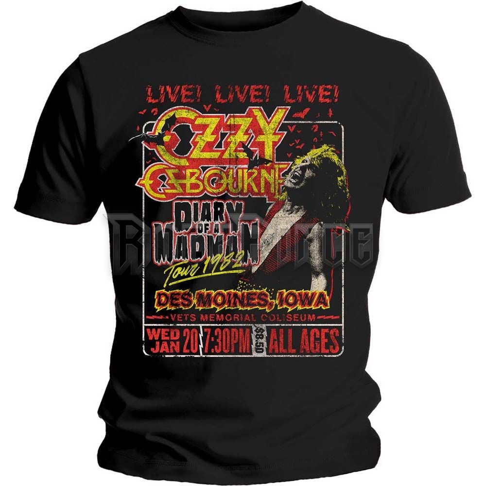 Ozzy Osbourne - Diary of a Madman Tour - unisex póló - OZZTS13MB