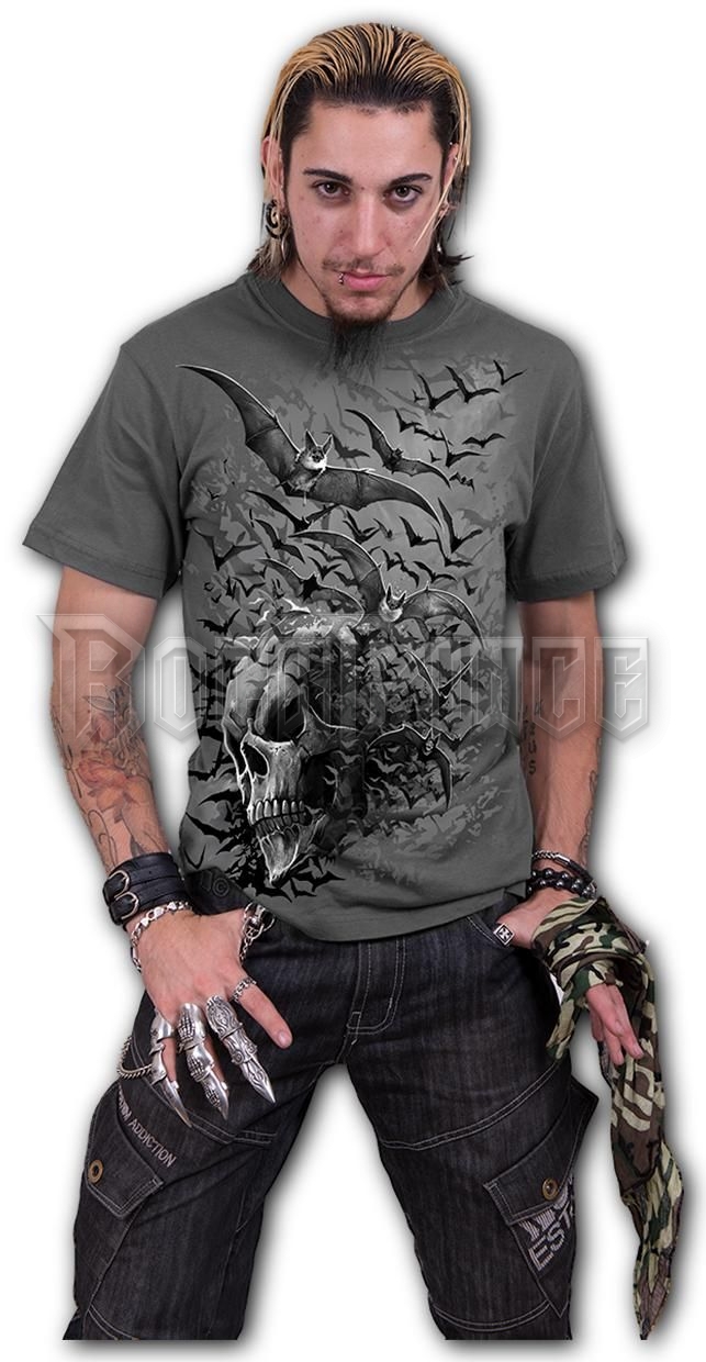 BAT SKULL - T-Shirt Charcoal (Plain) - E031M115