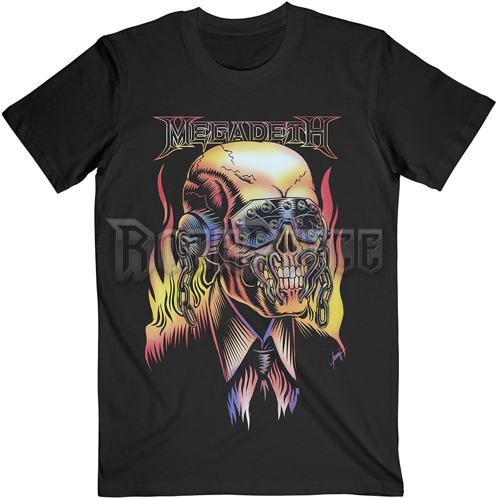 Megadeth - Flaming Vic - unisex póló - MEGATS05MB