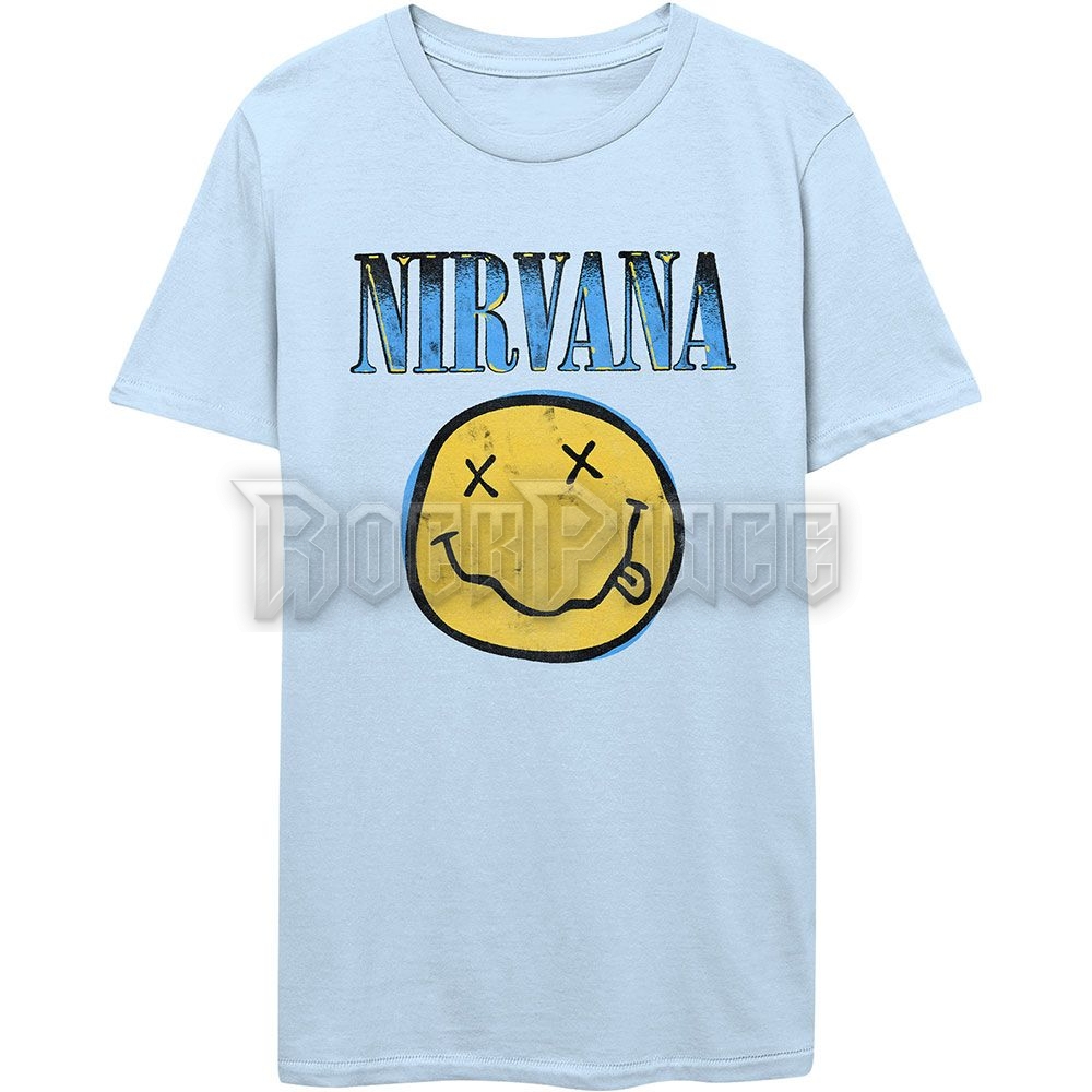 Nirvana - Xerox Happy Face Blue - unisex póló - NIRVTS14MLB / RTNIR30188