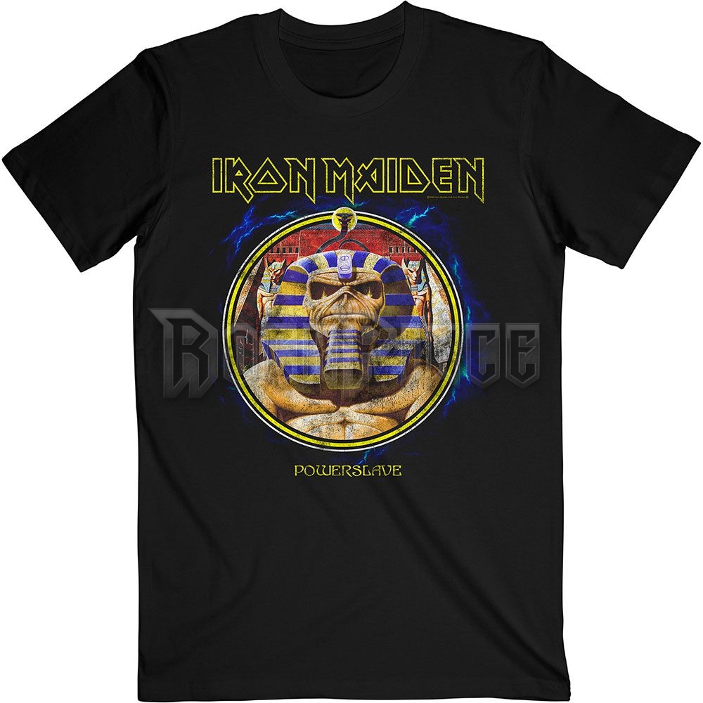 IRON MAIDEN - POWERSLAVE MUMMY CIRCLE - unisex póló - IMTEE130MB