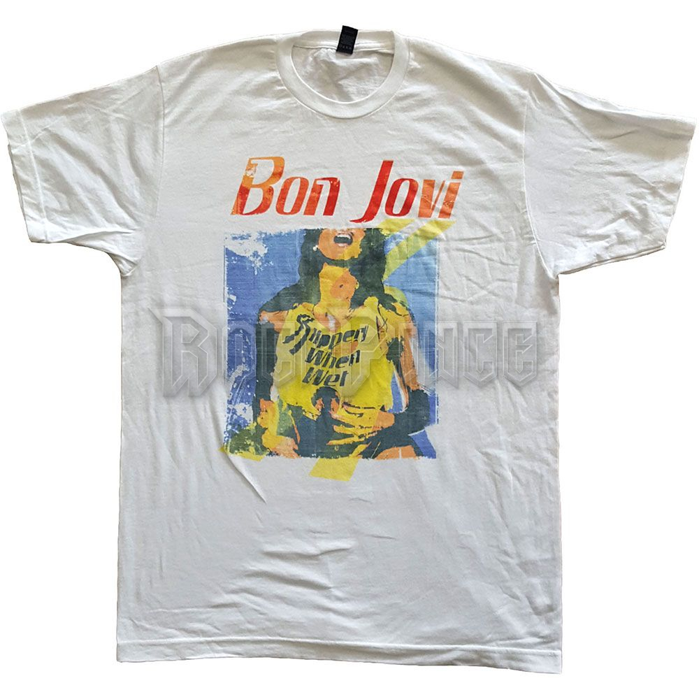 BON JOVI - SLIPPERY WHEN WET ORIGINAL COVER - unisex póló - BONJTS06MW