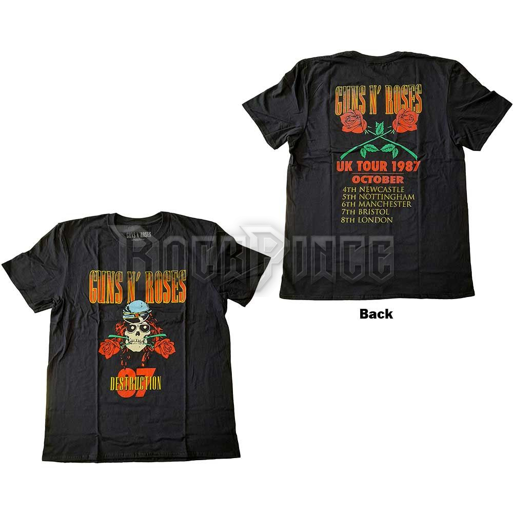 GUNS N' ROSES - UK TOUR '87 - unisex póló - GNRTS124MB