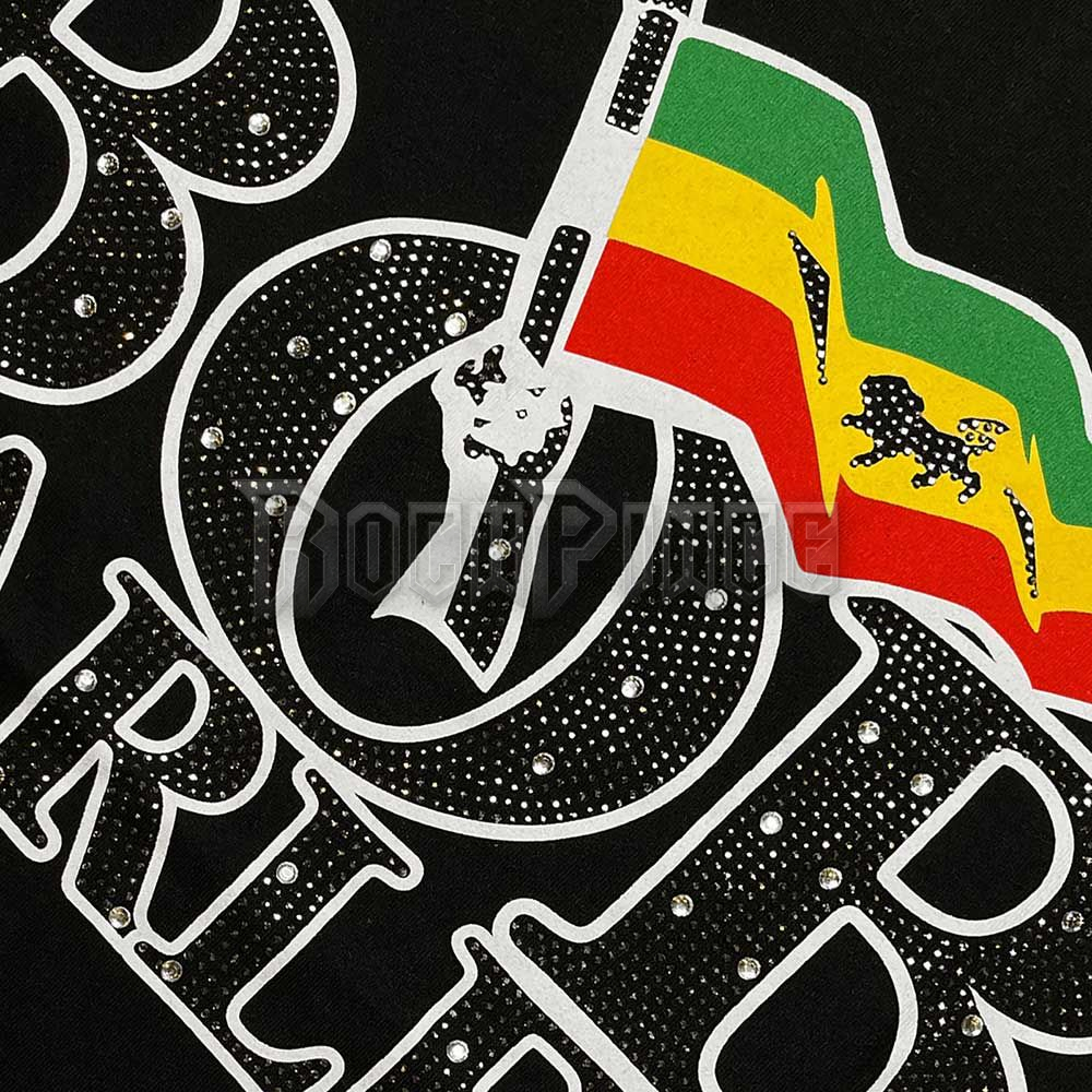 BOB MARLEY - FLAG LOGO (DIAMANTE) - unisex póló - BMATS47MB