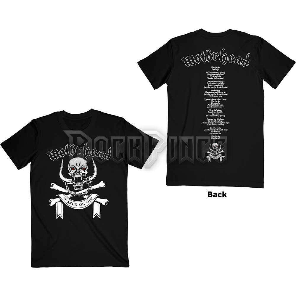 Motörhead - March or Die Lyrics - unisex póló - MHEADTEE69MB - TDM