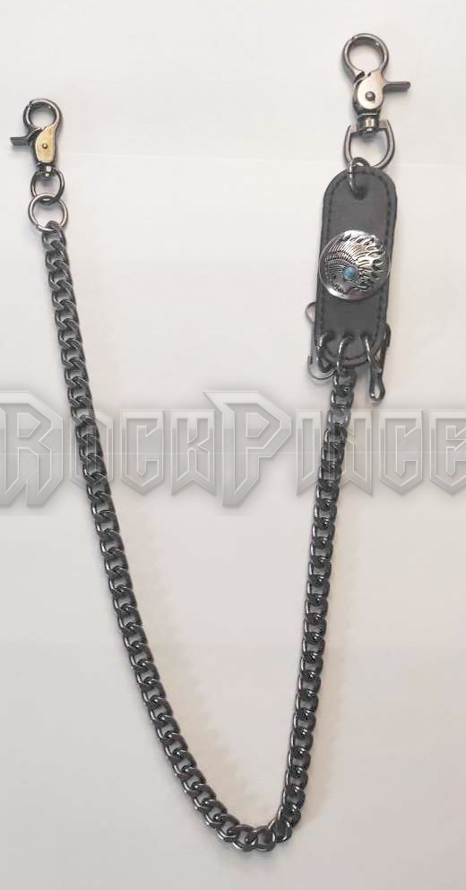 Gun Metal Sde Chain With Indian Head - PÉNZTÁRCALANC