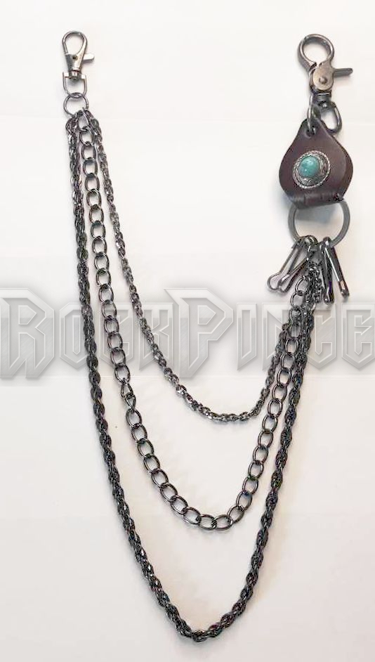 Gun Metal Sde Chain 3 ROW WALLET CHAIN - PÉNZTÁRCALÁNC