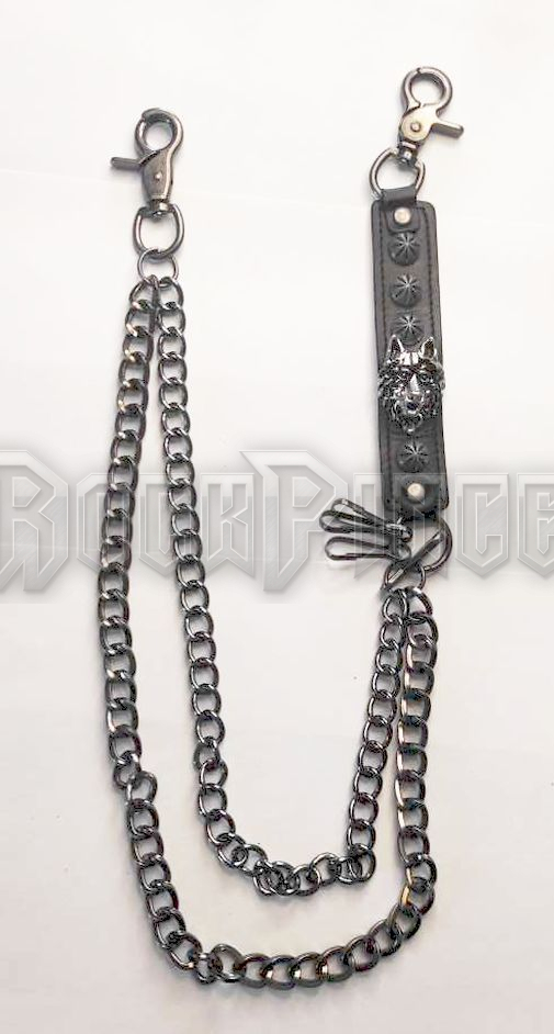 WOLF HEAD GUN METAL TWO ROW SIDE CHAIN - PÉNZTÁRCALÁNC 