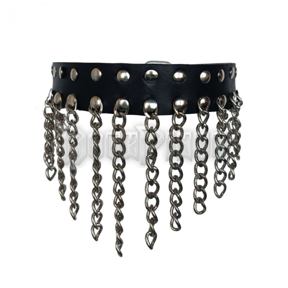 Black Choker With Studs and Chains - LDGN412