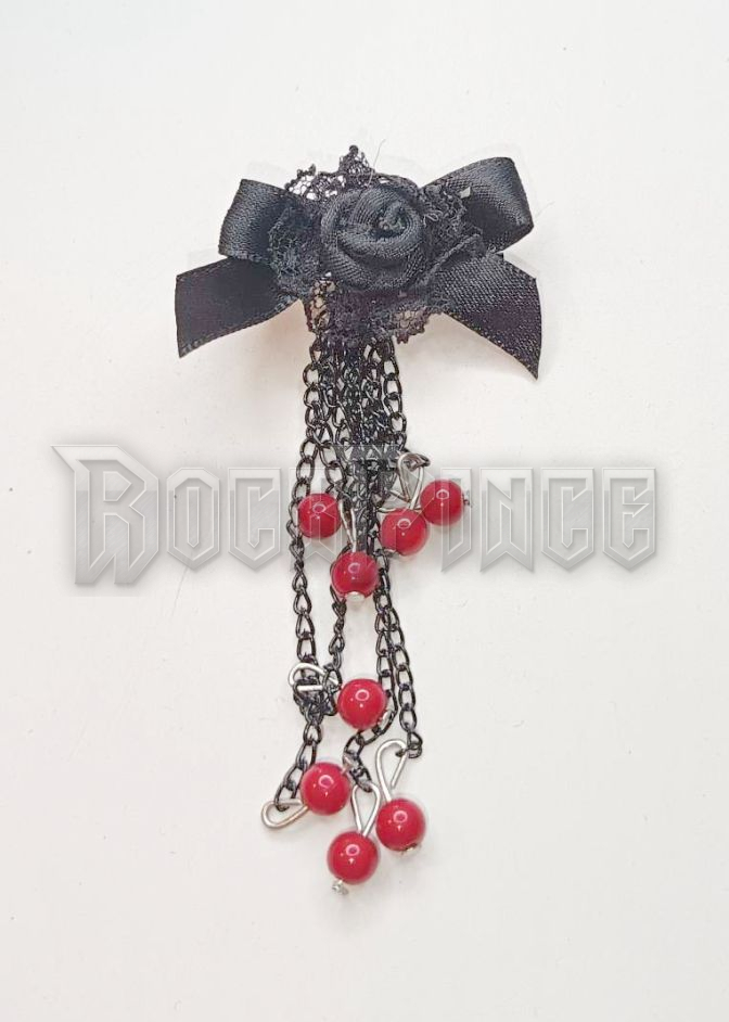 Gothic Badge With Rose Pearls - RED